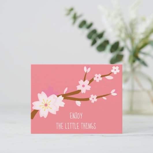 Blush roze Sakura Cherry Blossom Japans Briefkaart (Staand voorkant)