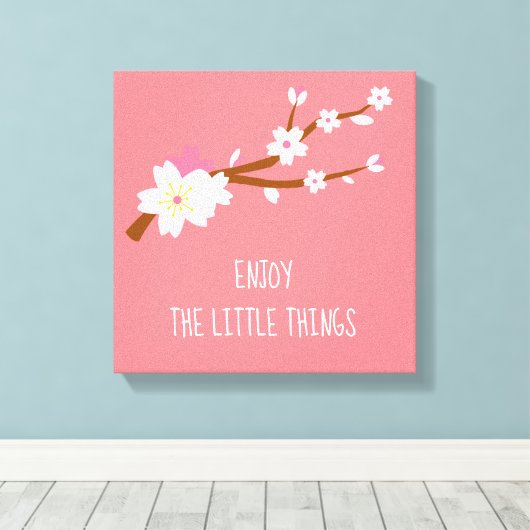 Blush roze Sakura Cherry Blossom Japans Canvas Afdruk (Insitu (Houten vloer))