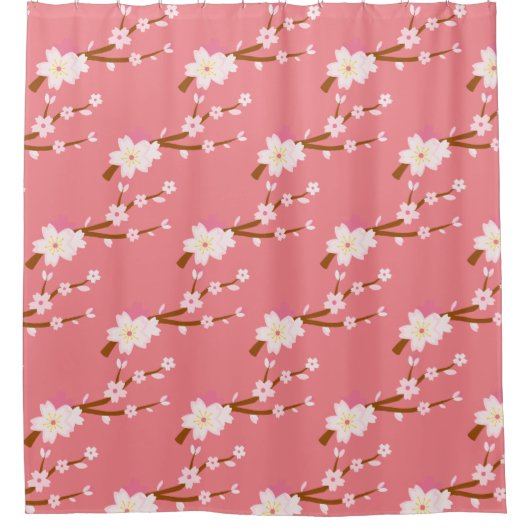 Blush roze Sakura CHerry Blossom Japans Douchegordijn (Voorkant)