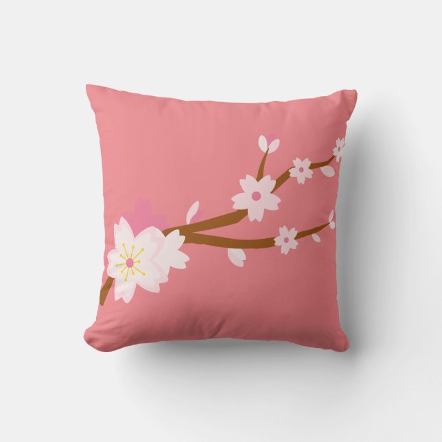 Blush roze Sakura CHerry Blossom Japans Kussen (Voorkant)