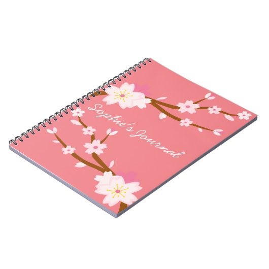 Blush roze Sakura CHerry Blossom Japans Notitieboek (Linkerzijde)