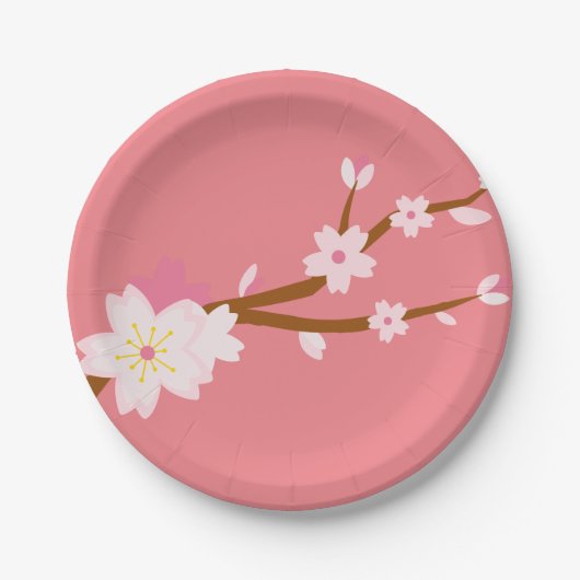 Blush roze Sakura CHerry Blossom Japans Papieren Bordje (Voorkant)