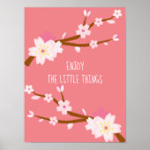 Blush roze Sakura Cherry Blossom Japans Poster (Voorkant)
