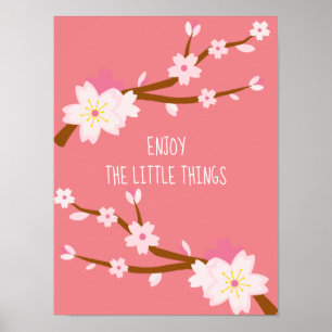 Blush roze Sakura Cherry Blossom Japans Poster
