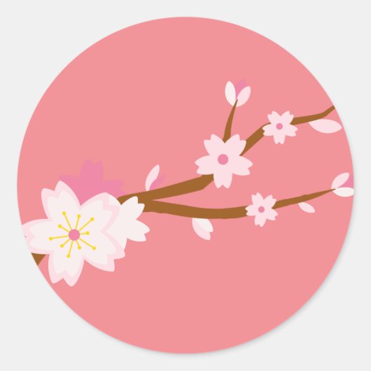 Blush roze Sakura CHerry Blossom Japans Ronde Sticker (Voorkant)