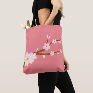 Blush roze Sakura CHerry Blossom Japans Tote Bag