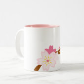 Blush roze Sakura CHerry Blossom Japans Tweekleurige Koffiemok (Voorkant links)
