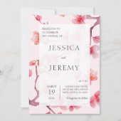 Blush Roze Sakura Japanse Kersenbloesem Bruiloft Kaart (Voorkant)