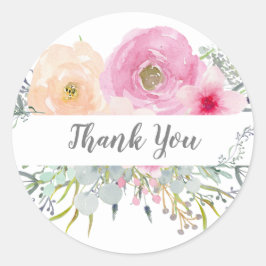 Blush Roze Salie Bedankt Stickers BOHO Bloem