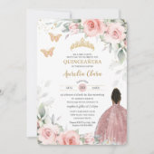 Blush Roze Salie Bloemen Bruin Prinses Quinceañera Kaart (Voorkant)