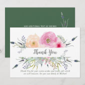 Blush Roze Salie Dank u Kaart Boho Kruiden (Voorkant / Achterkant)