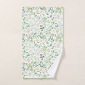 Blush Roze Salie Groen Bloemen Groen Waterverf Bad Handdoek (Handdoek)