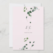 Blush roze salie groene bladeren botanische eucaly kaart (Voorkant)