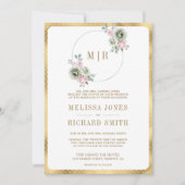 Blush roze salie groene bloem alles in een bruilof kaart (Voorkant)