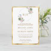 Blush roze salie groene bloem alles in een bruilof kaart (Staand voorkant)