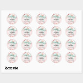 Blush roze salie groene boog bloemen monogram ronde sticker (Vel)