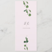 Blush Roze Salie Groene Eucalyptus bladeren Menu (Achterkant)