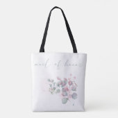 Blush roze salie groene eucalyptus bladeren tote bag (Achterkant)