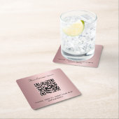 Blush roze salon naam qr code kartonnen onderzetters (Insitu)