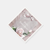 Blush Roze Satijn Bow & Roos Romantisch Bloemen Servetten (Hoek)