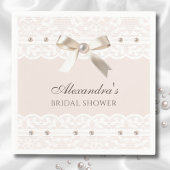 Blush Roze Satijn Bow Wit Kant Vrijgezellenfeest Servet