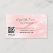 Blush roze satijnolie elegant QR code logo Visitekaartje (Achterkant)