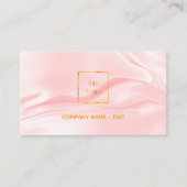 Blush roze satijnolie elegant QR code logo Visitekaartje (Voorkant)