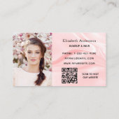 Blush roze satijnzijde foto elegant QR-code Visitekaartje (Achterkant)