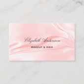 Blush roze satijnzijde foto elegant QR-code Visitekaartje (Voorkant)