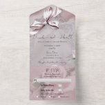 Blush roze Satin Bow & Roos Romantic Weduwfoto All In One Uitnodiging<br><div class="desc">aanpassen voor uw gebeurtenis</div>