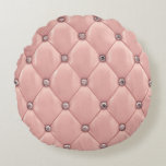 Blush Roze satin Elegant Chic Metallic Rond Kussen<br><div class="desc">Mooie,  elegante roze vleugje ziet er  rond uit en gooit kussen.</div>