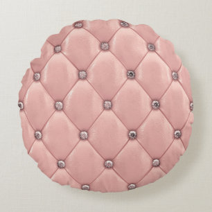 Blush Roze satin Elegant Chic Metallic Rond Kussen