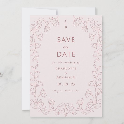 Blush roze Save the Date (Voorkant)