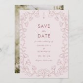 Blush roze Save the Date (Voorkant / Achterkant)