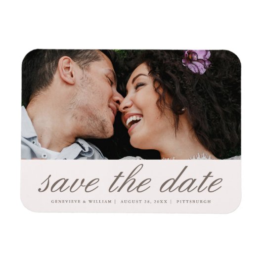 Blush Roze Save the Date Weddenfoto Magneet (Horizontaal)