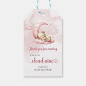 Blush roze schattig teddybeer wolk negen meisje cadeaulabel (Achterkant)