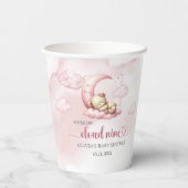 Blush roze schattig teddybeer wolk negen meisje papieren bekers (Achterkant)