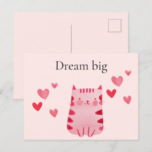Blush roze Schattige Cat Hearts Briefkaart