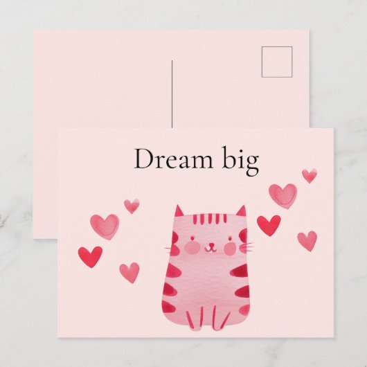 Blush roze Schattige Cat Hearts Briefkaart (Voorkant / Achterkant)