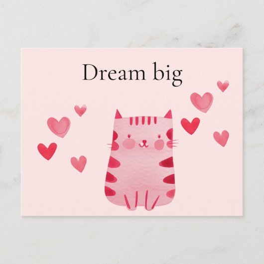 Blush roze Schattige Cat Hearts Briefkaart (Voorkant)