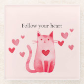 Blush roze Schattige Cat Hearts Glazen Onderzetter (Voorkant)