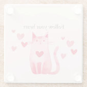 Blush roze Schattige Cat Hearts Glazen Onderzetter (Achterkant)