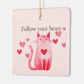 Blush roze Schattige Cat Hearts Keramisch Ornament (Links)