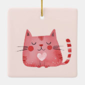 Blush roze Schattige Cat Hearts Keramisch Ornament (Achterkant)
