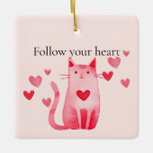 Blush roze Schattige Cat Hearts Keramisch Ornament (Voorkant)