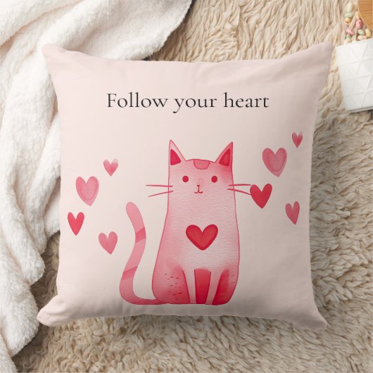 Blush roze Schattige Cat Hearts Kussen (Deken)