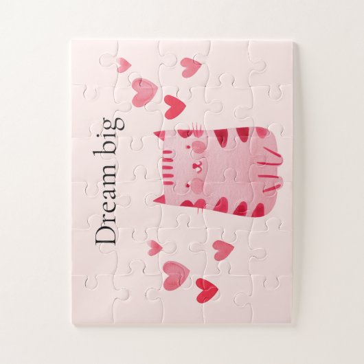 Blush roze Schattige Cat Hearts Legpuzzel (Verticaal)
