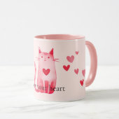 Blush roze Schattige Cat Hearts Mok (Voorkant rechts)