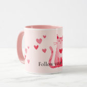 Blush roze Schattige Cat Hearts Mok (Voorkant links)