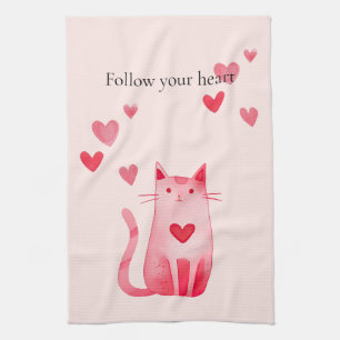 Blush roze Schattige Cat Hearts Theedoek